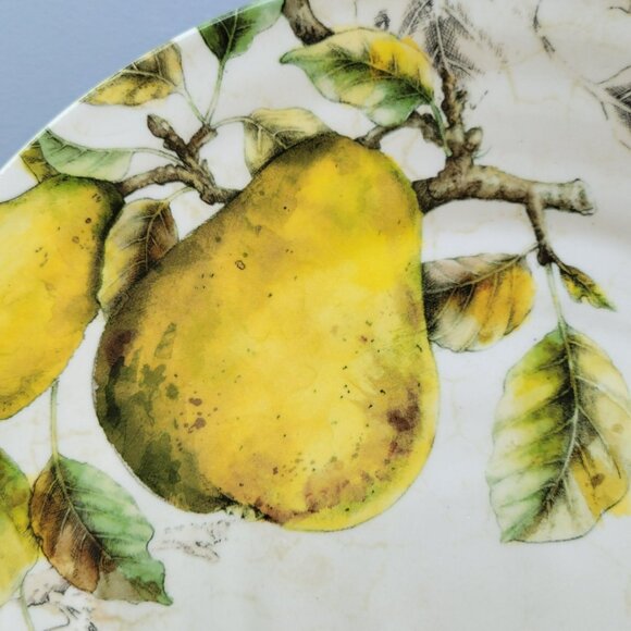 Pier 1 Verona Dinner Plate, Autumn Fruits, Pear Apple Leaves, Fall Kitchen Decor - Picture 2 of 11